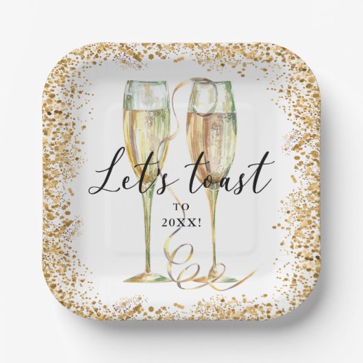 Modern Goud Glitter Party Papier Bord (Voorkant)