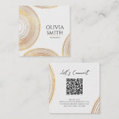 Modern Goud Glitter QR Code Abstract Patroon Vierkante Visitekaartje (Voorkant / Achterkant)