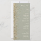 Modern Goud Glitter Sage Groen Huwelijksprogramma (Achterkant)