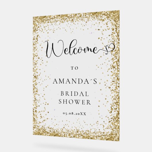 Modern, goud-glitter, welkom acryl bord (Hoek)