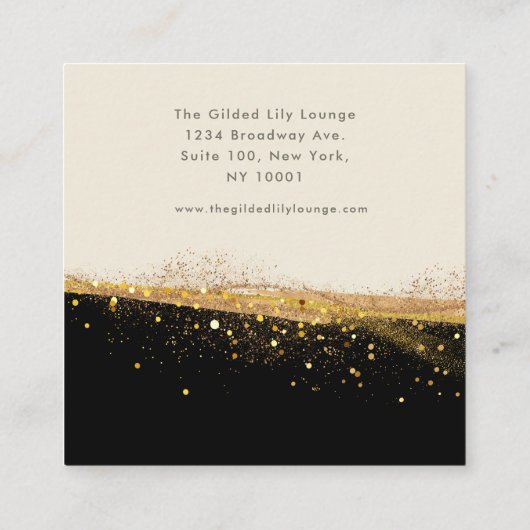 Modern Goud Glitter Zwart en Beige Visitekaartje (Achterkant)