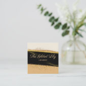Modern Goud Glitter Zwart en Beige Visitekaartje (Staand voorkant)