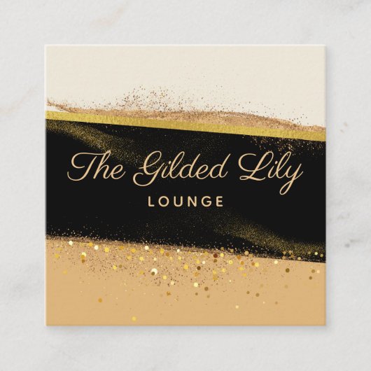 Modern Goud Glitter Zwart en Beige Visitekaartje (Voorkant)