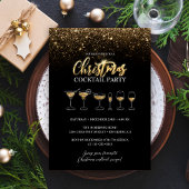 Modern Goud Glitter Zwart Kerstmis Cocktail Party Kaart