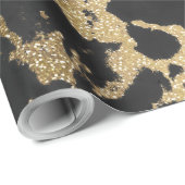 Modern Goud Glitter Zwart Marmer Cadeaupapier (Rol Hoek)