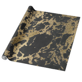 Modern Goud Glitter Zwart Marmer Cadeaupapier