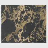 Modern Goud Glitter Zwart Marmer Cadeaupapier (Vlak)