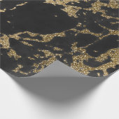 Modern Goud Glitter Zwart Marmer Cadeaupapier (Hoek)