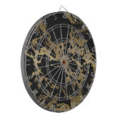Modern Goud Glitter Zwart Marmer Dartbord (Voorkant Links)