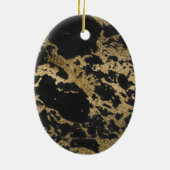 Modern Goud Glitter Zwart Marmer Keramisch Ornament (Achterkant)
