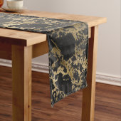 Modern Goud Glitter Zwart Marmer Korte Tafelloper (Voorbeeld)