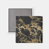 Modern Goud Glitter Zwart Marmer Magneet (Voorkant / Achterkant)