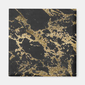 Modern Goud Glitter Zwart Marmer Magneet (Voorkant)