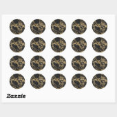 Modern Goud Glitter Zwart Marmer Ronde Sticker (Vel)