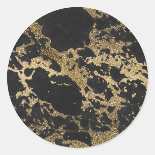 Modern Goud Glitter Zwart Marmer Ronde Sticker (Voorkant)