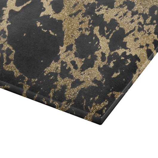 Modern Goud Glitter Zwart Marmer Snijplank (Hoek)