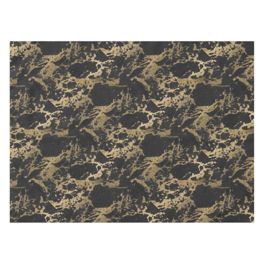 Modern Goud Glitter Zwart Marmer Tafelkleed (Voorkant (Horizontaal))