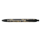 Modern Goud Glitter Zwart Marmer Zwarte Inkt Pen (Achterkant)