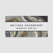 Modern Goud & Grijs Agaat Geode Abstract Naamplaatje (Voorkant)