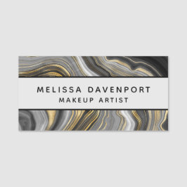 Modern Goud & Grijs Agaat Geode Abstract Naamplaatje