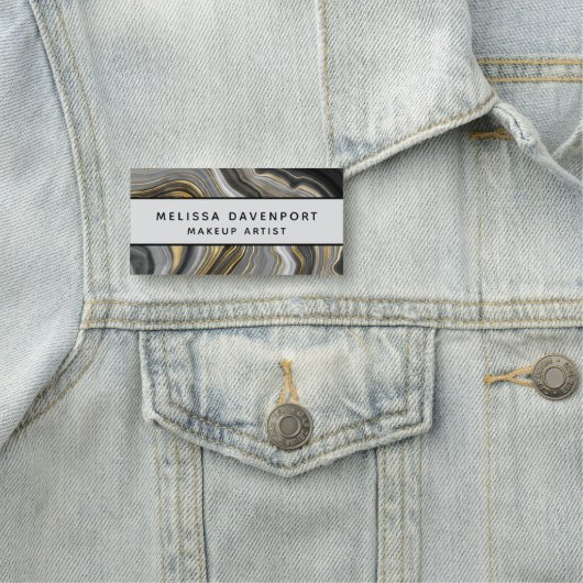 Modern Goud & Grijs Agaat Geode Abstract Naamplaatje (In situ)