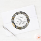Modern Goud & Grijs Agaat Geode Edelsteen Business Ronde Sticker (Envelop)
