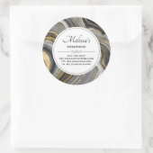 Modern Goud & Grijs Agaat Geode Edelsteen Business Ronde Sticker (Tas)