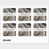 Modern Goud & Grijs Agaat Geode Edelsteen Dank u Vierkante Sticker (Vel)
