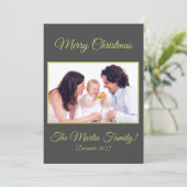 Modern Goud & Grijs Prettig Kerstfeest Foto Feestdagenkaart (Staand voorkant)