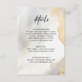 Modern Goud Grijs Zwart Wash Bruiloft Informatiekaartje