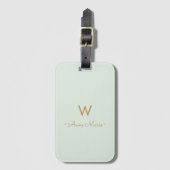 Modern Goud Groen Minimalistische Monogram Bagagelabel (Voorkant (verticaal))