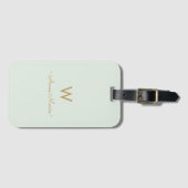 Modern Goud Groen Minimalistische Monogram Bagagelabel (Voorkant (horizontaal))