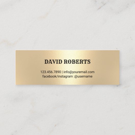 Modern Goud Haar Clipper Barber Shop Strepen Mini Visitekaartje (Achterkant)