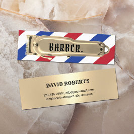 Modern Goud Haar Clipper Barber Shop Strepen Mini Visitekaartje