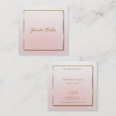 Modern Goud Handgeschreven Script Tekst Roze Sjabl Vierkante Visitekaartje (Voorkant / Achterkant)