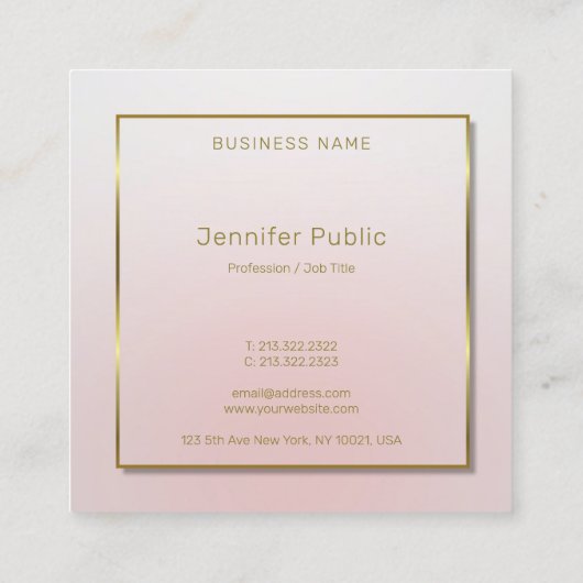 Modern Goud Handgeschreven Script Tekst Roze Sjabl Vierkante Visitekaartje (Achterkant)