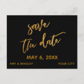 Modern Goud Handschrift Zwart Save the Date Aankondigingskaart (Voorkant)