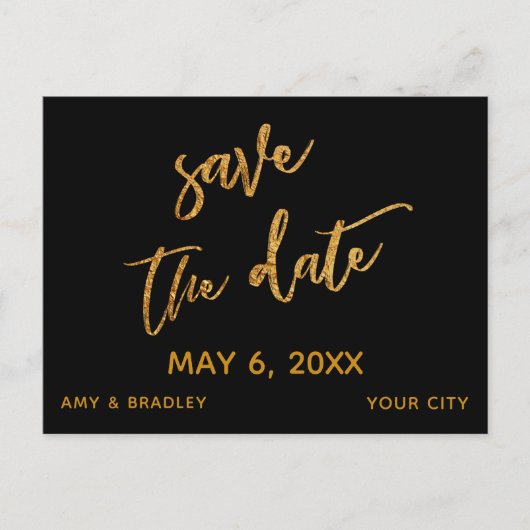Modern Goud Handschrift Zwart Save the Date Aankondigingskaart (Voorkant)