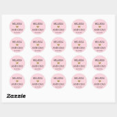 Modern Goud Hart Blush Roze Bruiloft Monogram Seal Ronde Sticker (Vel)