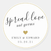 Modern Goud Hart Bruiloft Favor Hand Sanitizer Ronde Sticker (Voorkant)