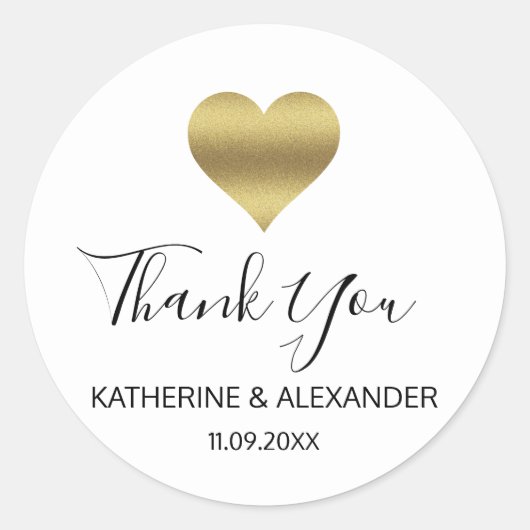 Modern Goud Hart Zwart Wit Huwelijkszegels Ronde Sticker (Voorkant)