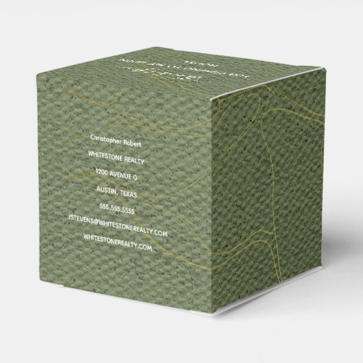 Modern Goud Huis Vastgoed Olijfgroen Makelaar Bedankdoosjes (Achterkant)