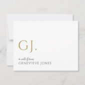 Modern Goud Initialen Naam Nota van Notitiekaartje (Voorkant)