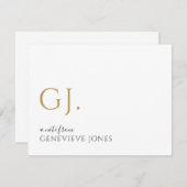 Modern Goud Initialen Naam Nota van Notitiekaartje (Voorkant / Achterkant)