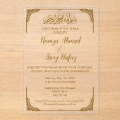 Modern Goud Islamitisch Moslim Bruiloft Acryl Uitnodigingen (Voorkant)
