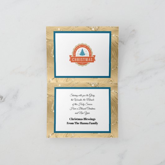 Modern Goud "JOY" Kerstmissilhouet Feestdagen Kaart (Binnen)