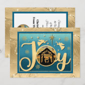 Modern Goud "JOY" Kerstmissilhouet Feestdagenkaart (Voorkant / Achterkant)