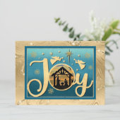 Modern Goud "JOY" Kerstmissilhouet Feestdagenkaart (Staand voorkant)