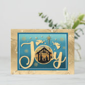 Modern Goud "JOY" Kerstmissilhouet Feestdagenkaart (Staand voorkant)