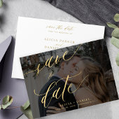 Modern goud kalligrafie script foto bruiloft save the date